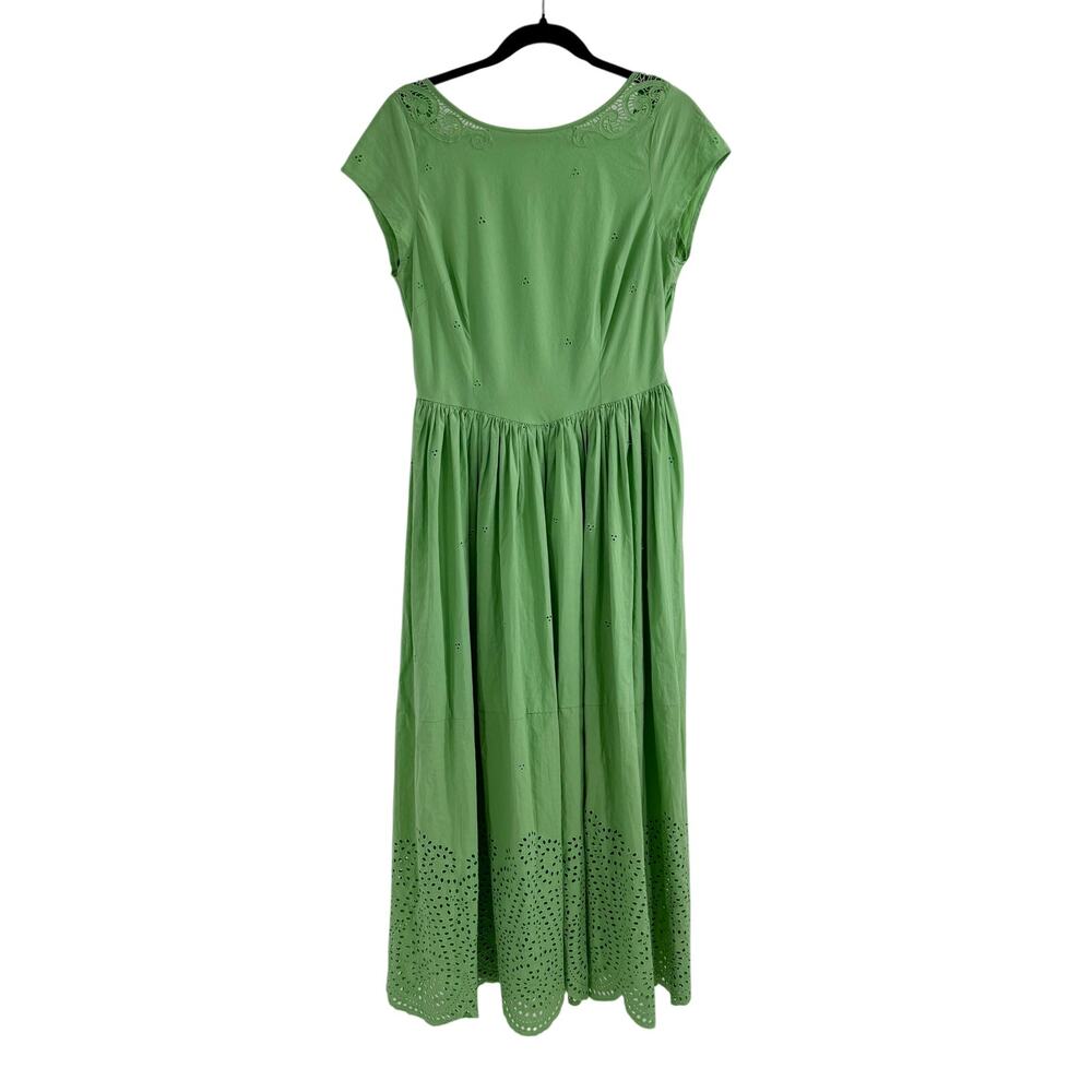 NWT Free People Laine Green Eyelet Midi Dress Open Back Tassels MSRP $298 Size S